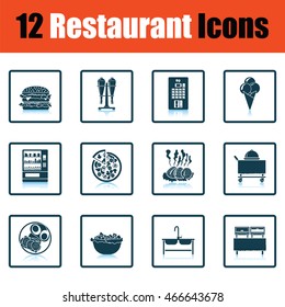 Restaurant icon set. Shadow reflection design. Vector illustration.