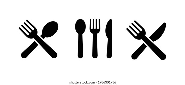 Restaurant icon set, spoon, fork and knife icon vector