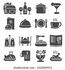 Restaurant icon set suitable for info graphics, websites and print media. Black flat icons.