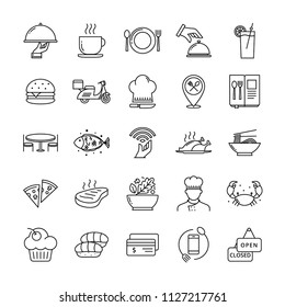 Icono de restaurante adecuado para infografías, sitios web y medios impresos, restaurante de esquema e iconos de comida