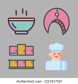 restaurant icon set. vector set about kitchen, chef, crab and soup icons set.