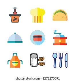 restaurant icon set. vector set about debit card, cutlery, taco and dinner icons set.