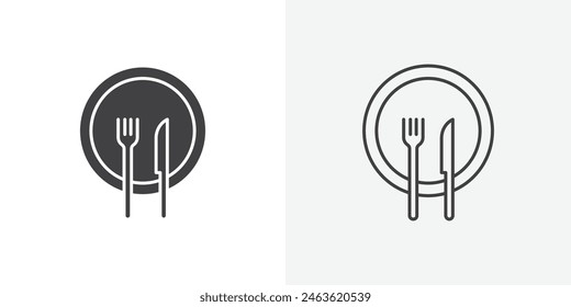 Restaurant Icon Set. Vector Icons for Dining and Cutlery.