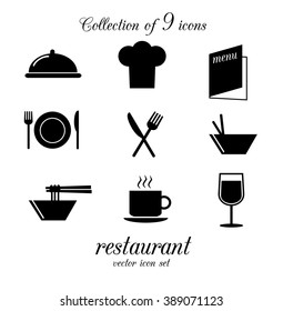 Restaurant icon set. Vector illustration.