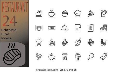 restaurant icon set vector ilustrasi