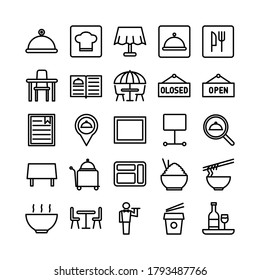Restaurant icon set vector line for website, mobile app, presentation, social media. Suitable for user interface and user experience.