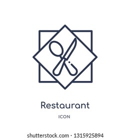 restaurant icon from signs outline collection. Thin line restaurant icon isolated on white background.