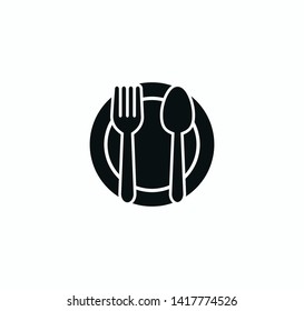 Restaurant Icon ,spoon ,fork And Plate Icon Vector Illustration 