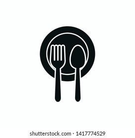 Restaurant icon ,spoon ,fork and plate icon vector illustration 