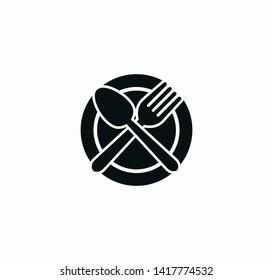 Restaurant icon ,spoon ,fork and plate icon vector illustration 
