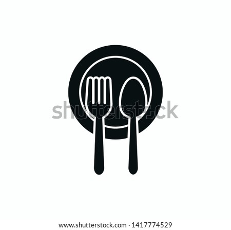 Restaurant icon ,spoon ,fork and plate icon vector illustration 