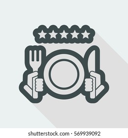 Restaurant icon. Top rating. Long shadow.