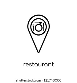 Restaurant Icon icon. Trendy modern flat linear vector Restaurant Icon icon on white background from thin line Maps and Locations collection, editable outline stroke vector illustration