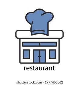 Restaurant Icon. Two Tone Line Colored Design. Editable Stroke. Design Template Vector