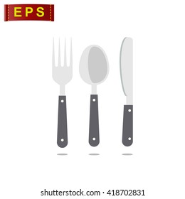 restaurant icon, vector fork and knife icon, isolated fork and knife and spoon