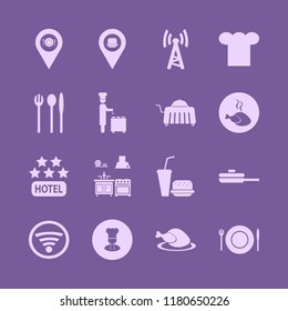 restaurant icon. restaurant vector icons set plate folk knife, fast food, pan and location restaurant