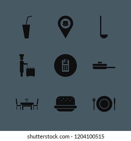 restaurant icon. restaurant vector icons set soda, burger, chef ladle and pan