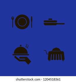 restaurant icon. restaurant vector icons set room service, tray hand, plate folk knife and pan