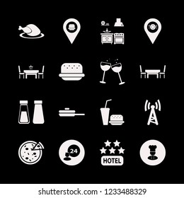 restaurant icon. restaurant vector icons set hot chicken, salt pepper shaker, chef and fastfood location