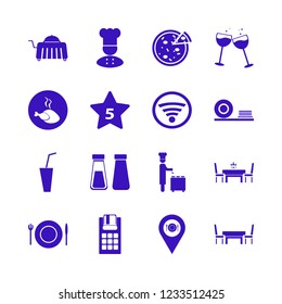 restaurant icon. restaurant vector icons set pos terminal, hotel five stars, soda and plates shelf