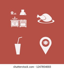 restaurant icon. restaurant vector icons set kitchen, location restaurant, hot chicken and soda