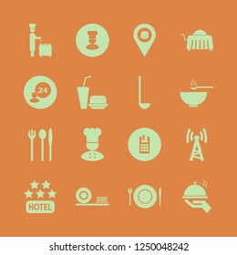 restaurant icon. restaurant vector icons set pos terminal, hotel five stars, room service and plate folk knife