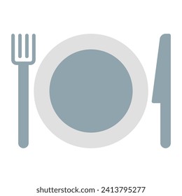 restaurant icon vector or logo illustration flat color style 