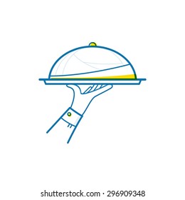 restaurant icon waiter with dish 