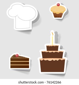 Restaurant icons. Birthday clipart isolated on white background