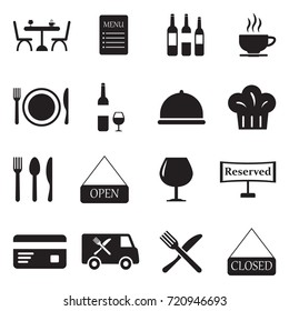 Restaurant Icons. Black Flat Design. Vector Illustration. 