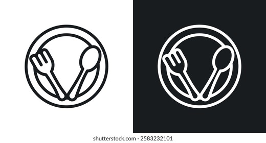 Restaurant icons in black and white liner strokes for web design.