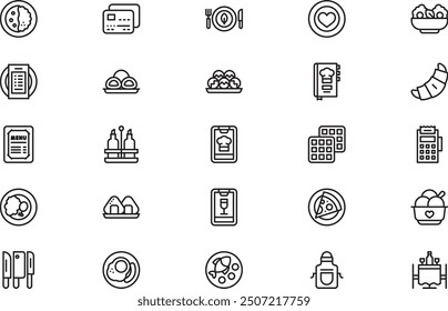 Restaurant icons collection is a vector illustration with editable stroke.