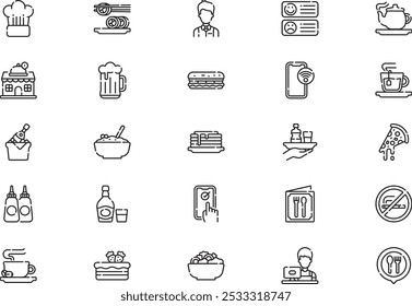 Restaurant icons collection is a vector illustration with editable stroke.