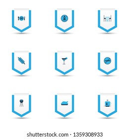 Restaurant icons colored set with new meal, no smoking, tea and other martini elements. Isolated vector illustration restaurant icons.