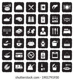 Restaurant Icons. Grunge Black Flat Design. Vector Illustration.