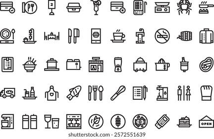 Restaurant icons High-Quality Vector Icons Collection with Editable Stroke. Ideal for Professional and Creative Projects.