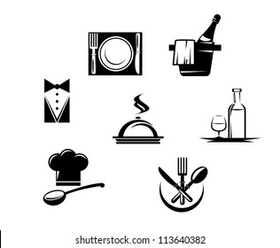 Restaurant icons and menu elements for design, such a emblem template. Jpeg version also available in gallery