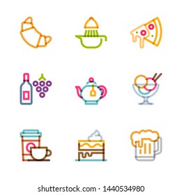 Restaurant Icons, Monoline color concept