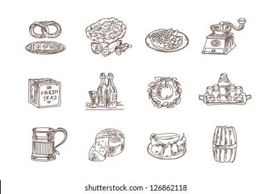 Restaurant Icons on white background. Vector illustration.