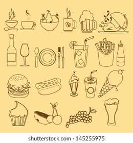 restaurant icons over cream background vector illustration