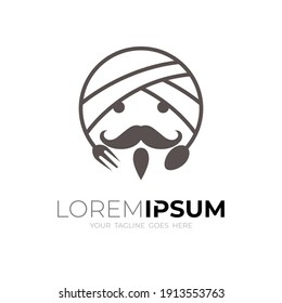 Restaurant icons, People face logo with simple, India food icon