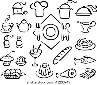 Iconos del restaurante (conjunto 1)