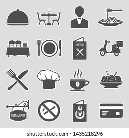 Restaurant Icons. Set 2. Sticker Design. Vector Illustration.