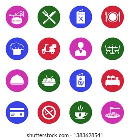 Restaurant Icons. Set 2. White Flat Design In Circle. Vector Illustration.