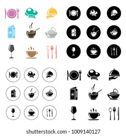 restaurant icons set