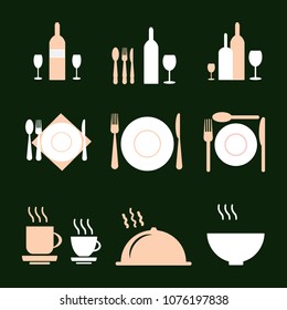 Restaurant icons set