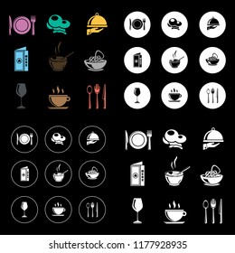 restaurant icons set