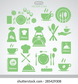 Restaurant icons set.