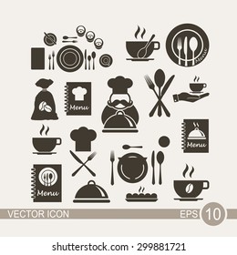 Restaurant icons set.