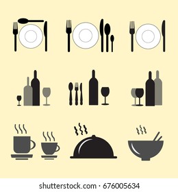 Restaurant icons set